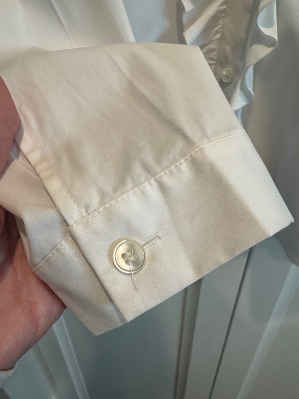 Lafayette 148 New York Ruffle Front Button Down Blouse - Picture 5 of 6